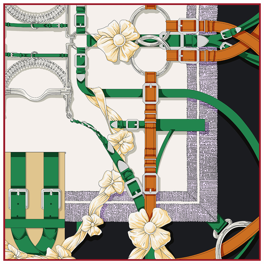Silk Scarf Square - 90cm nouveau Design ceinture sergé foulard