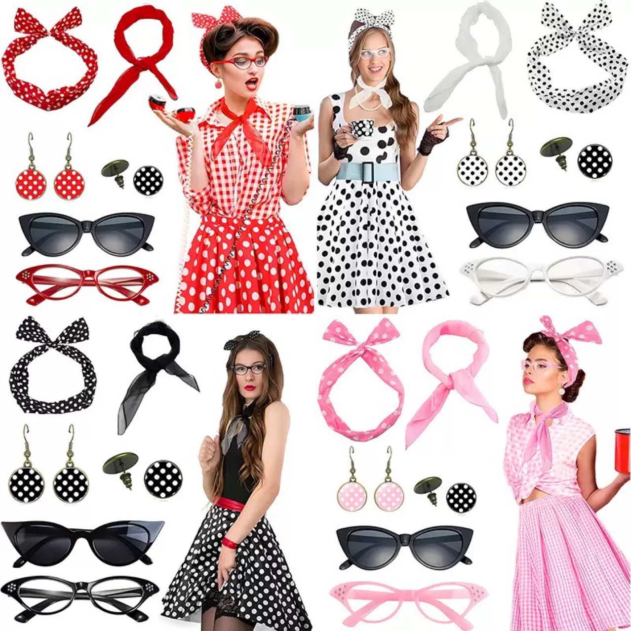 Women'S Accessories In The 1950S - Costume de fête hippie rétro des