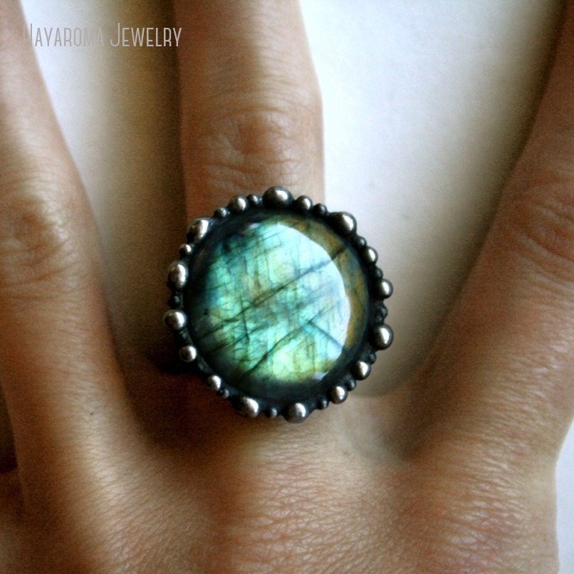 Bague ronde en Labradorite Aqu - Women'S Emo Accessories avis et prix