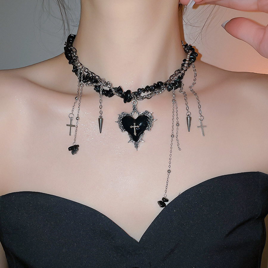 Goth Vintage Y2K rouge foncé c - Women'S Emo Accessories avis et prix